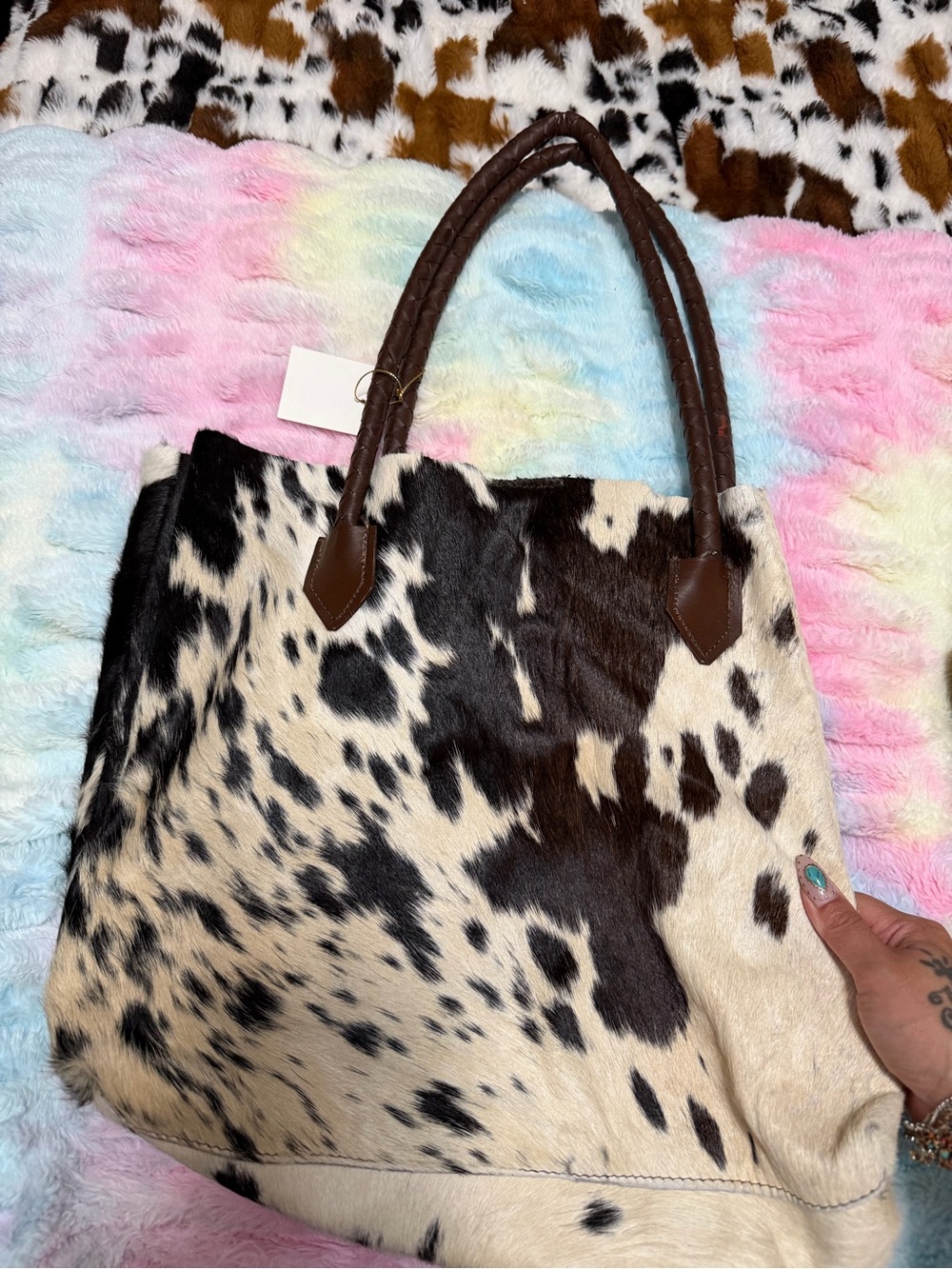 Leather Cow Hide Tote